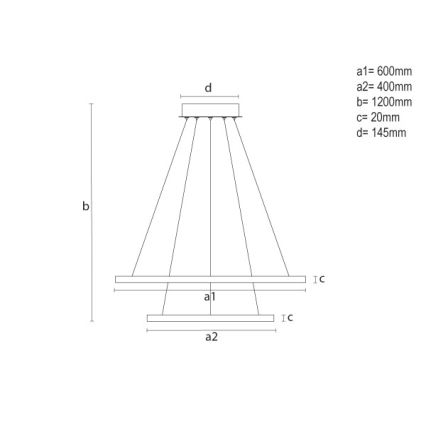 LED-dimbar pendellampa på vajer LED/55W/230V 3000-6500K Ø 60 cm + fjärrkontroll