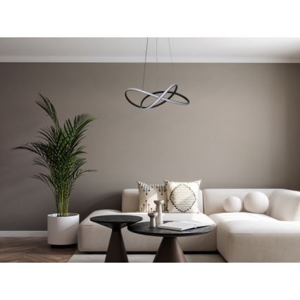 Dimbar LED-pendel på vajer LED/85W/230V 3000–6500K Ø60 cm + fjärrkontroll