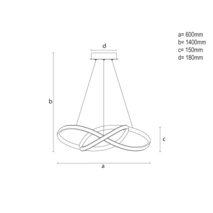 Dimbar LED-pendel på vajer LED/85W/230V 3000–6500K Ø60 cm + fjärrkontroll