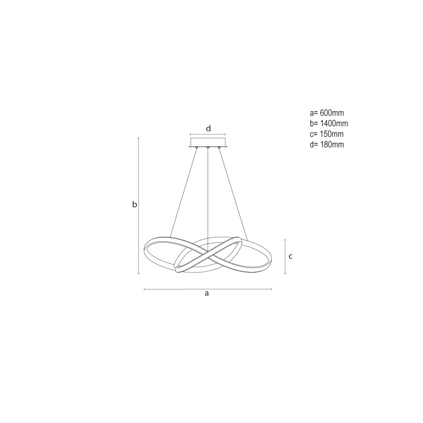 Dimbar LED-pendel på vajer LED/85W/230V 3000–6500K Ø60 cm + fjärrkontroll