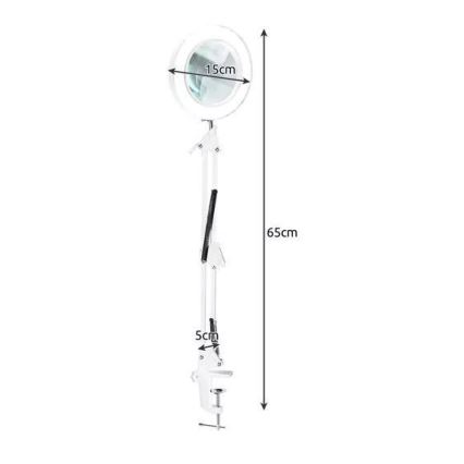 LED Dimbart skrivbordslampa med förstoringsglas LED/6W/5V 3000K/4000K/6000K vit