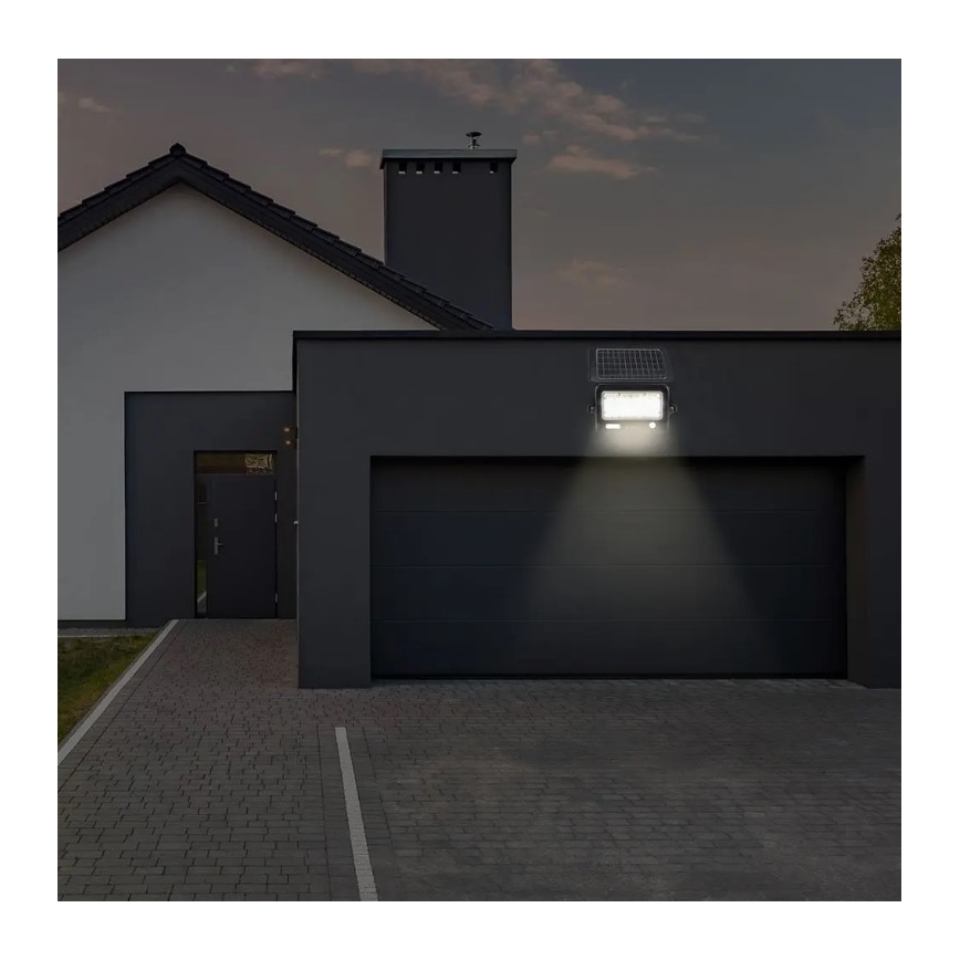 LED Dimbar solcell strålkastare med sensor LED/10W/3,7V 4000K IP65 + USB port