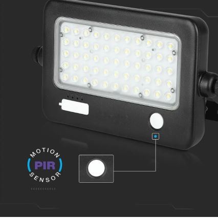 LED Dimbar solcell strålkastare med sensor LED/10W/3,7V 4000K IP65 + USB port
