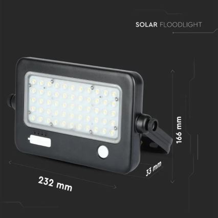 LED Dimbar solcell strålkastare med sensor LED/10W/3,7V 4000K IP65 + USB port