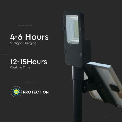 LED Dimbar solcellsgatulampa LED/50W/6,4V 4000K IP65 + Fjärrkontroll