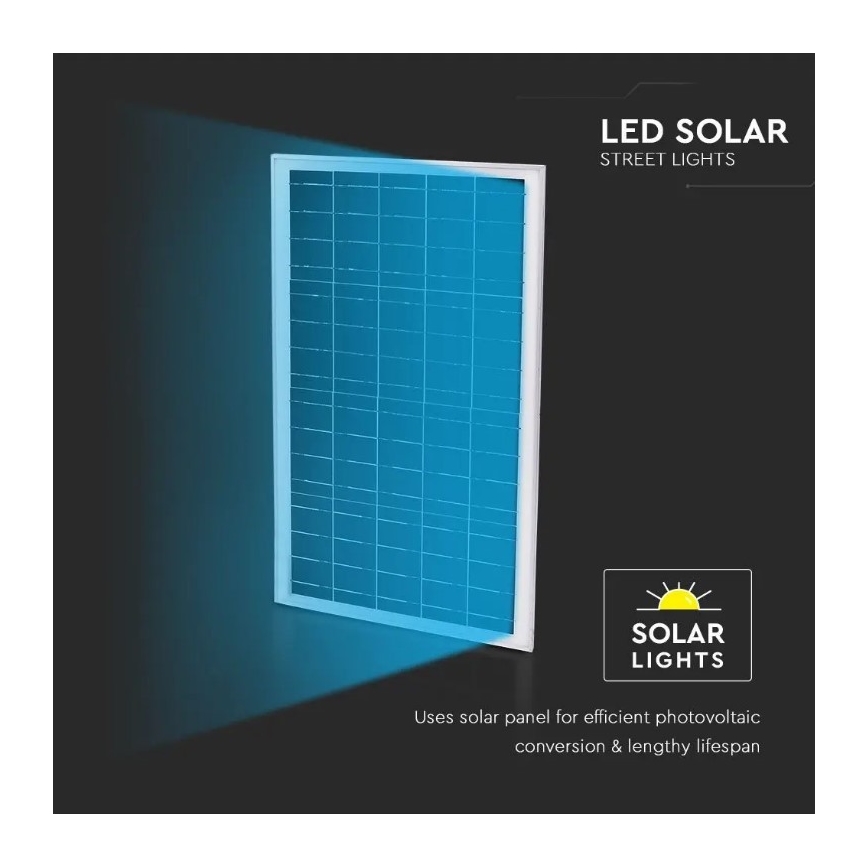 LED Dimbar solcellsgatulampa LED/50W/6,4V 6000K IP65 + Fjärrkontroll