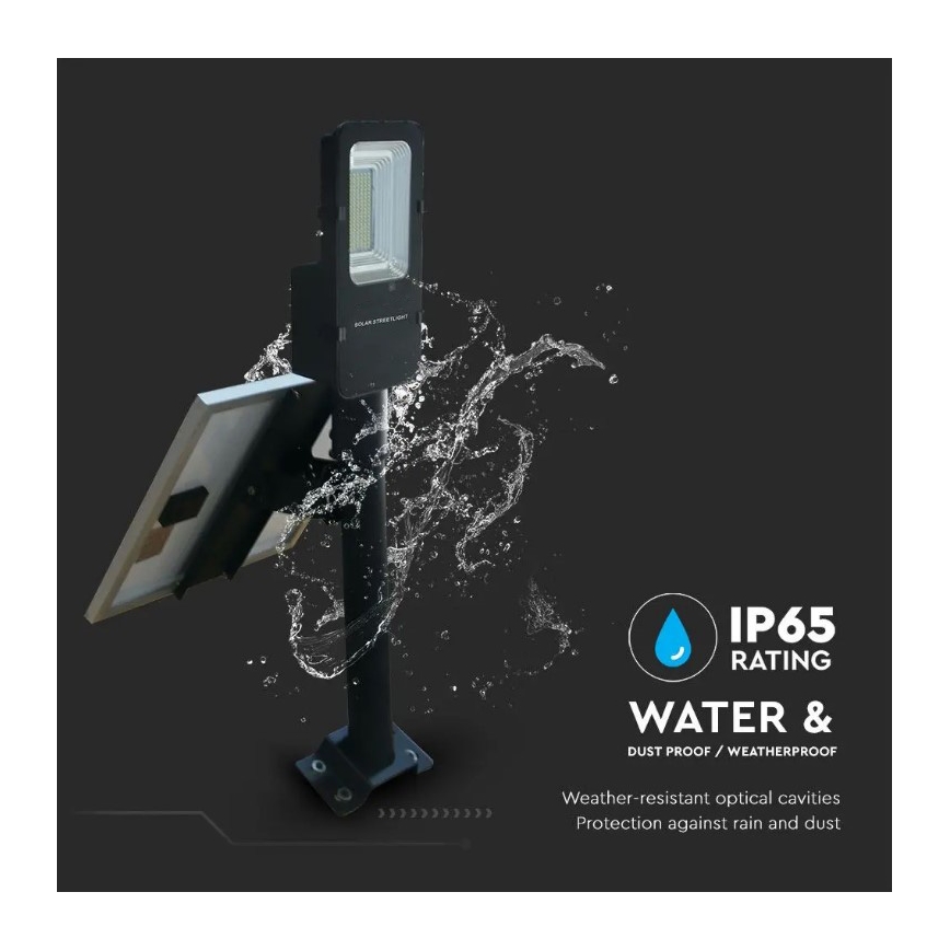 LED Dimbar solcellsgatulampa LED/50W/6,4V 6000K IP65 + Fjärrkontroll