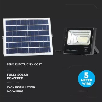LED Dimbar solcellsstrålkastare LED/16W/3,2V 4000K IP65 10000 mAh + fjärrkontroll