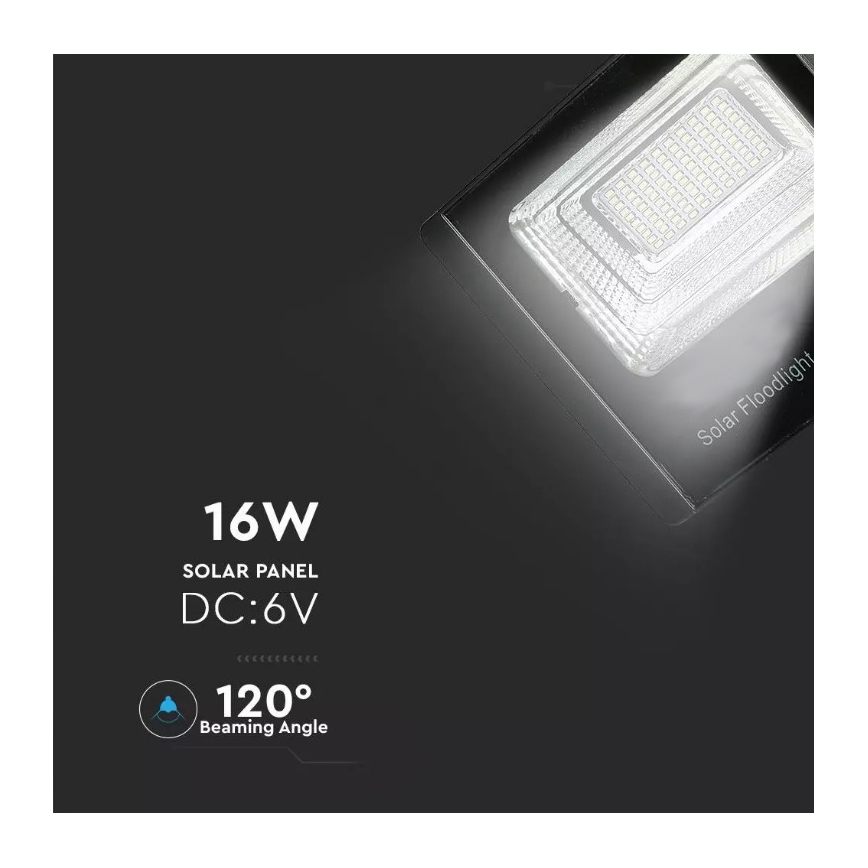 LED Dimbar solcellsstrålkastare LED/16W/3,2V 4000K IP65 10000 mAh + fjärrkontroll