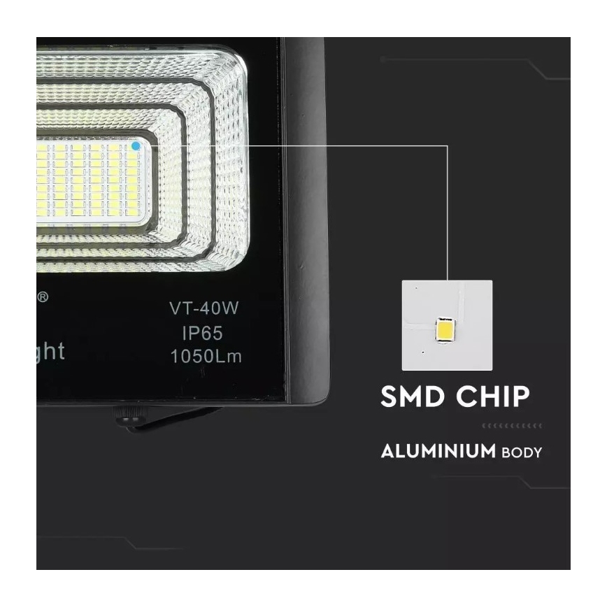 LED Dimbar solcellsstrålkastare LED/16W/3,2V 4000K IP65 10000 mAh + fjärrkontroll