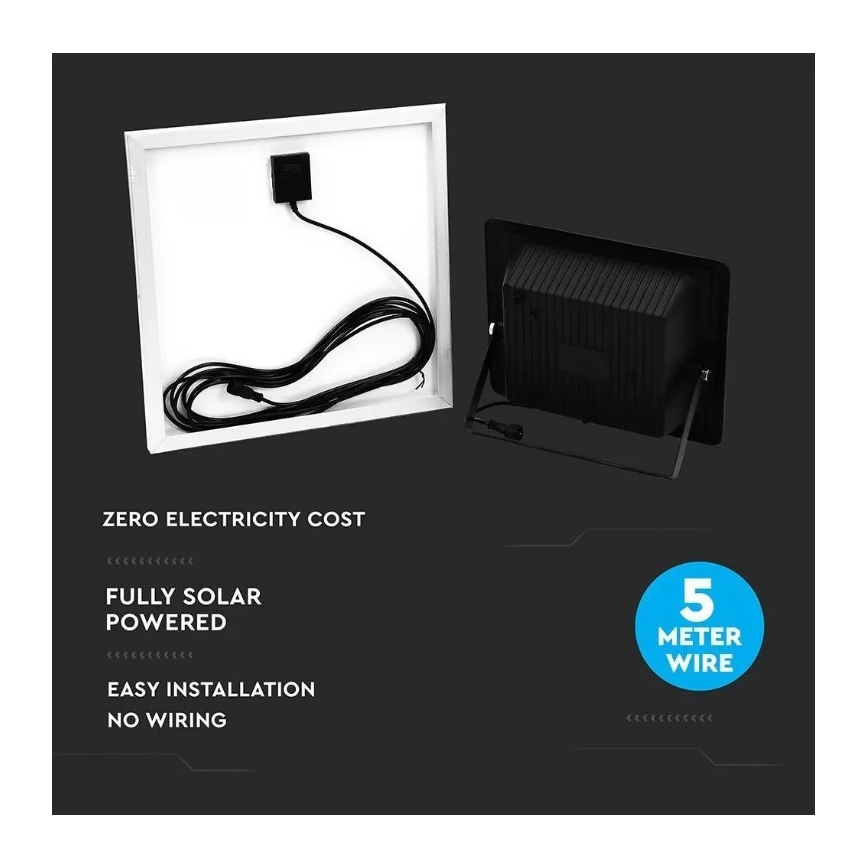 LED Dimbar solcellsstrålkastare LED/20W/6,4V 4000K IP65 10000 mAh + fjärrkontroll