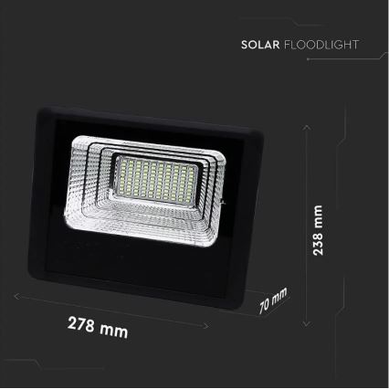 LED Dimbar solcellsstrålkastare LED/20W/6,4V 4000K IP65 10000 mAh + fjärrkontroll