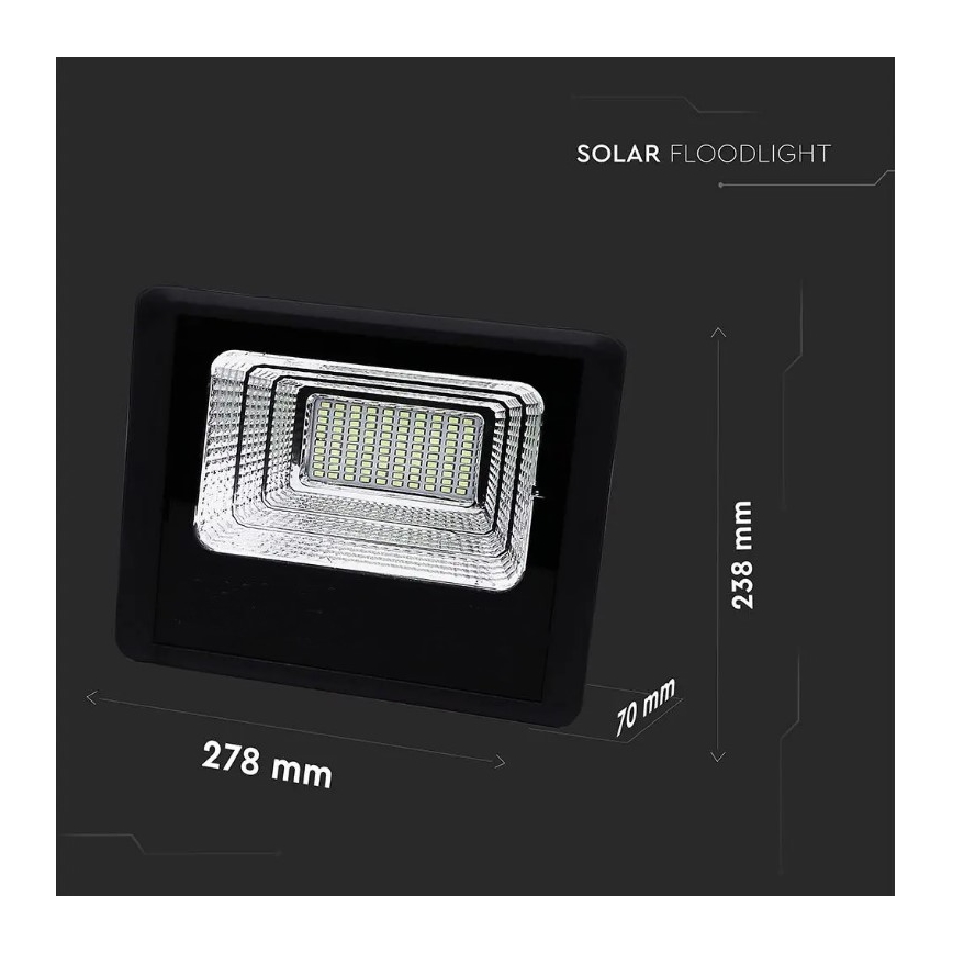 LED Dimbar solcellsstrålkastare LED/20W/6,4V 4000K IP65 10000 mAh + fjärrkontroll