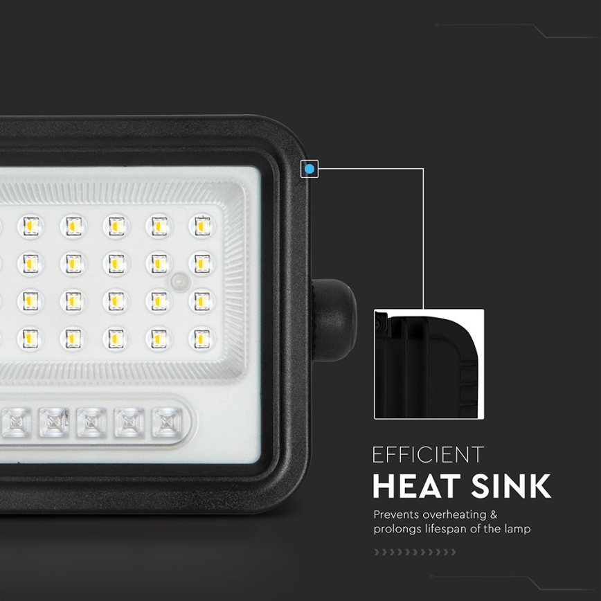 LED-dimbar solcellsstrålkastare LED/50W/3,2V 2000-8000K IP65 3800 mAh svart + fjärrkontroll