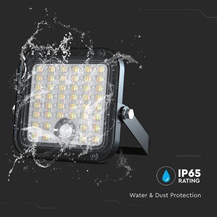LED Dimbar solcellsstrålkastare med sensor LED/10W/3,7V 4000/6000K IP65 3600 mAh + fjärrkontroll
