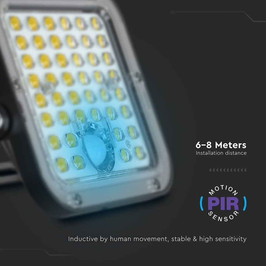 LED Dimbar solcellsstrålkastare med sensor LED/10W/3,7V 4000/6000K IP65 3600 mAh + fjärrkontroll