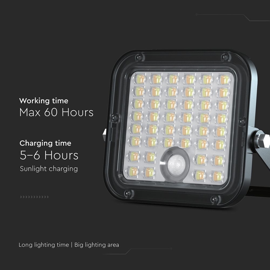 LED Dimbar solcellsstrålkastare med sensor LED/10W/3,7V 4000/6000K IP65 3600 mAh + fjärrkontroll
