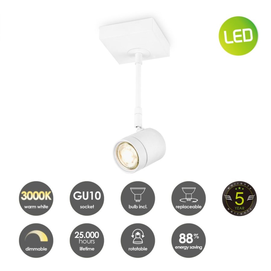 LED Dimbar spotlight MANU 1xGU10/5,8W/230V vit