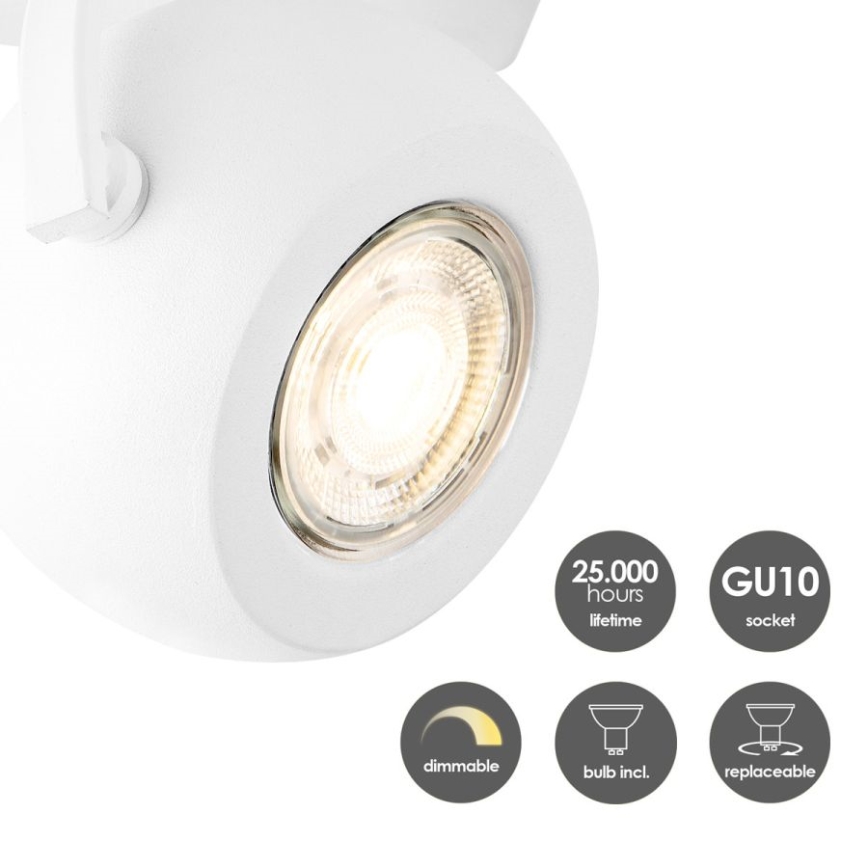 LED Dimbar spotlight NOP 1xGU10/5,8W/230V vit
