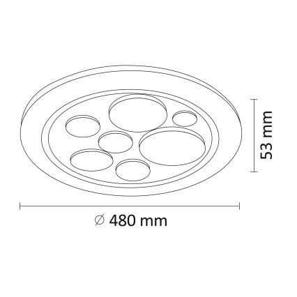 LED Dimbar Takbelysning PLANET LED/72W/230V d. 48 cm 3000-6500K + Fjärrstyrd