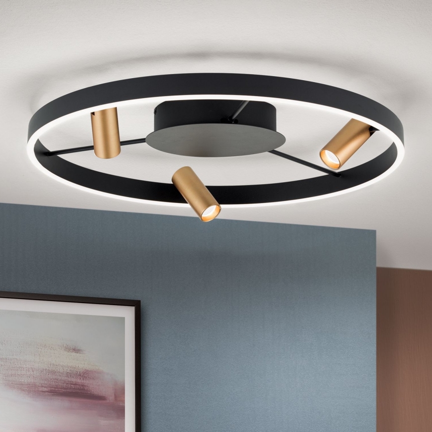 LED Dimbar taklampa BERLIN LED/50W/230V svart/guld