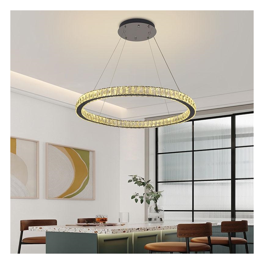 LED Dimbar kristallkrona på kabel LED/100W/230V 3000-6500K silver + fjärrkontroll