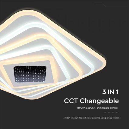 LED Dimbar taklampa LED/150W/230V 3000-6500K 51x51 cm + fjärrkontroll