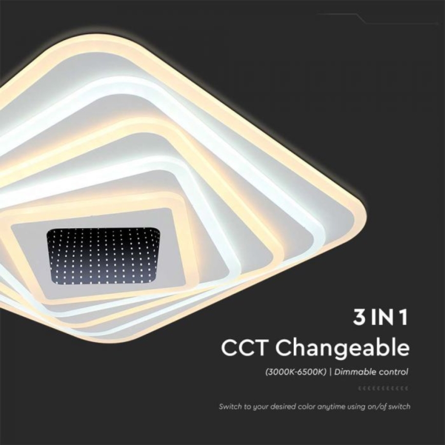 LED Dimbar taklampa LED/150W/230V 3000-6500K 51x51 cm + fjärrkontroll