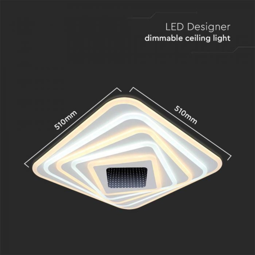 LED Dimbar taklampa LED/150W/230V 3000-6500K 51x51 cm + fjärrkontroll