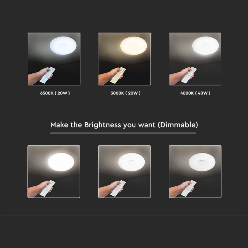 LED Dimbar taklampa LED/40W/230V 3000/4000/6500K diameter 39 cm + fjärrkontroll