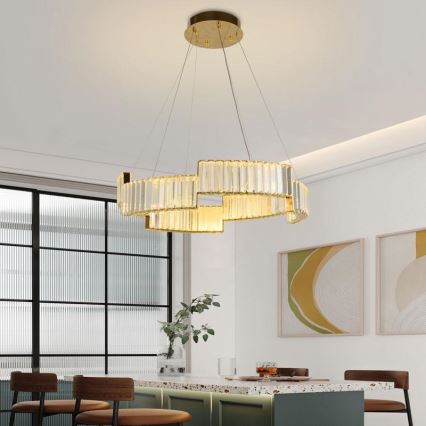 LED Dimbart kristallkrona på kabel LED/40W/230V 3000-6500K guld + fjärrkontroll