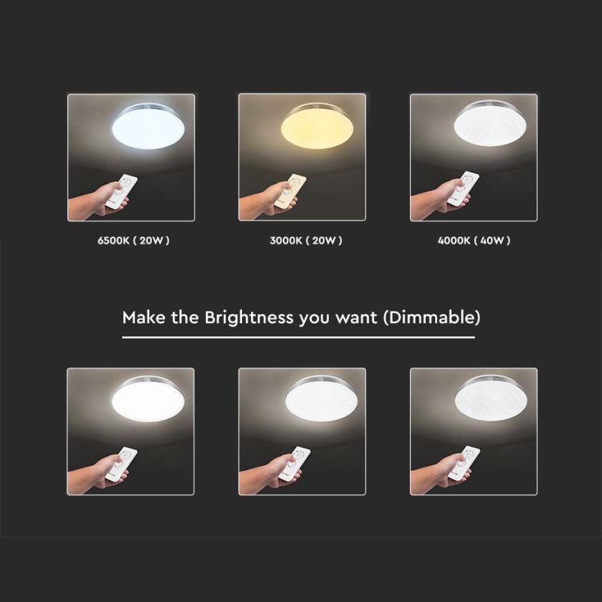 LED Dimbar taklampa LED/40W/230V 3000K/4000K/6500K diameter 39,5 cm + fjärrkontroll