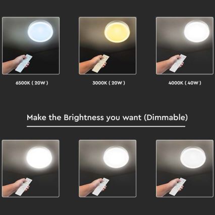 LED Dimbar taklampa LED/40W/230V 3000K/4000K/6500K diameter 41 cm + fjärrkontroll