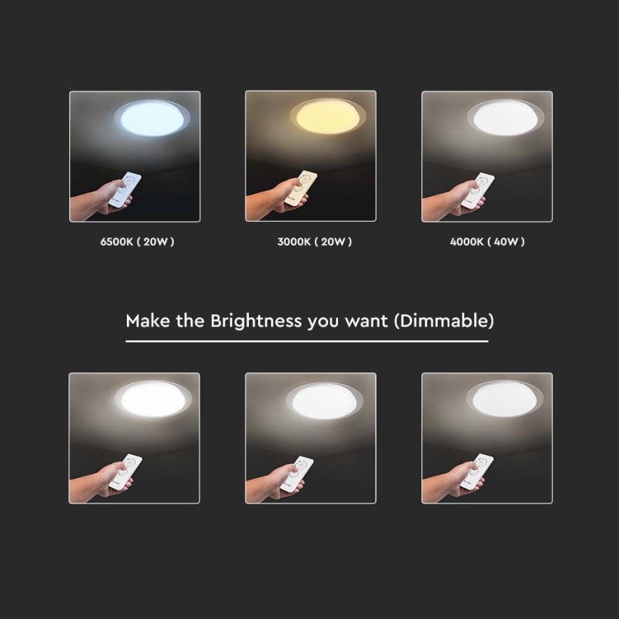 LED Dimbar taklampa LED/40W/230V 3000K/4000K/6500K + RC
