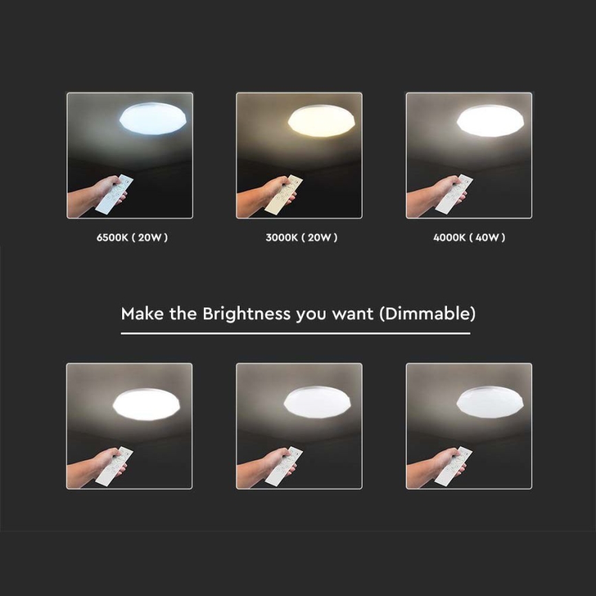 LED Dimbar taklampa LED/40W/230V 3000K/4000K/6500K + RC