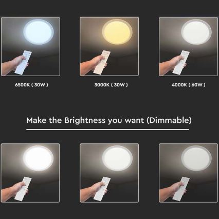 LED Dimbar taklampa LED/40W/230V 3000K/4000K/6500K + RC
