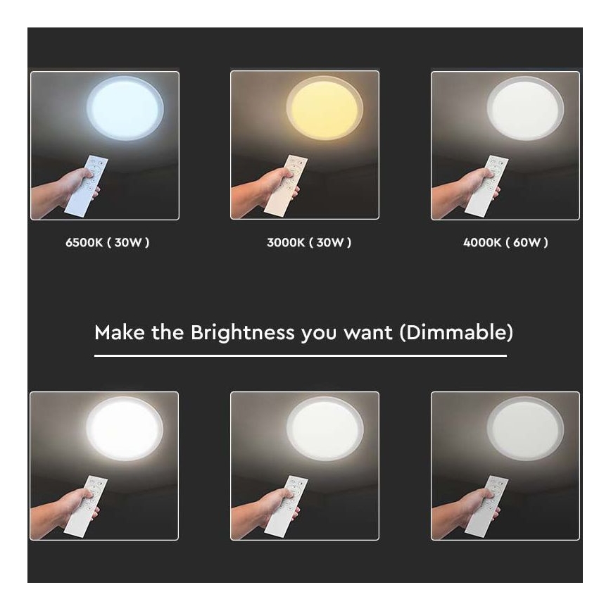 LED Dimbar taklampa LED/40W/230V 3000K/4000K/6500K + RC