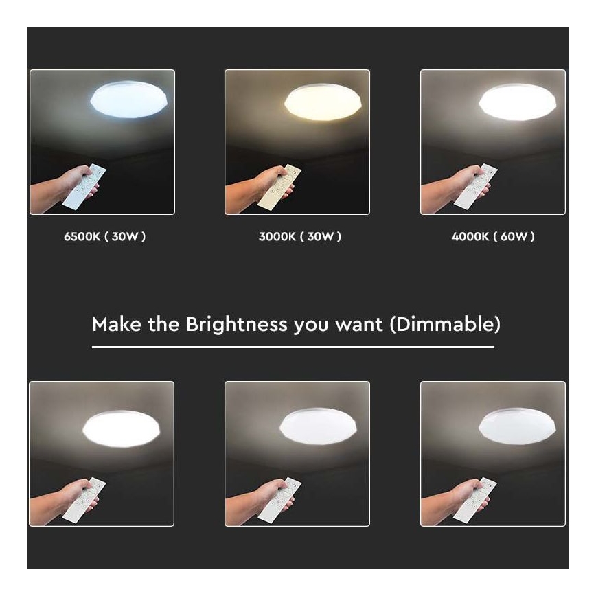 LED Dimbar taklampa LED/40W/230V 3000K/4000K/6500K + RC