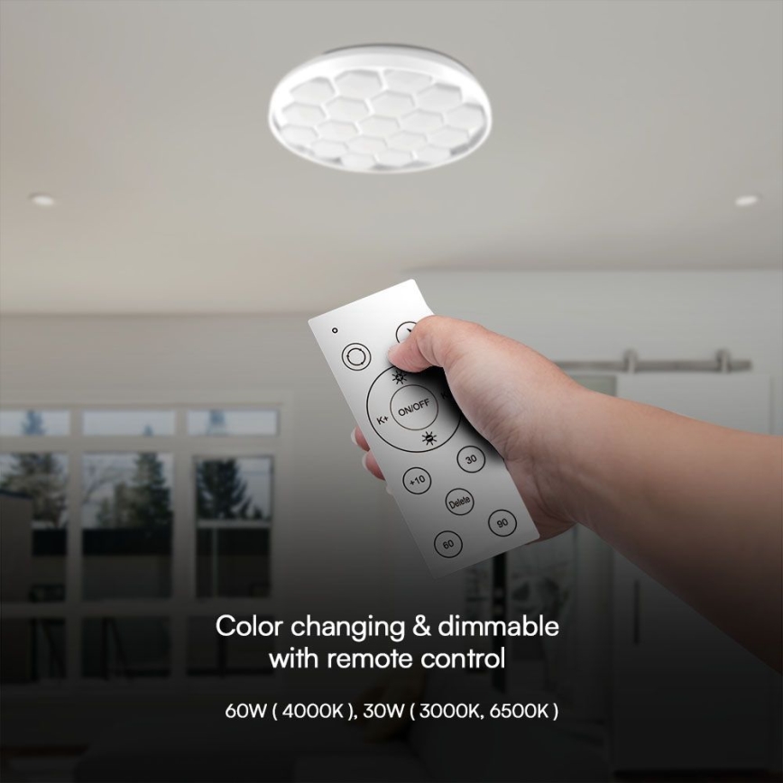 LED Dimbar taklampa LED/60W/230V 3000/4000/6500K + fjärrkontroll
