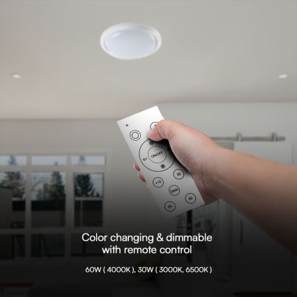 LED Dimbar taklampa LED/60W/230V 3000-6500K 49,2 cm vit + fjärrkontroll
