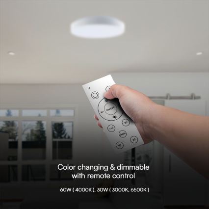 LED Dimbar taklampa LED/60W/230V 3000-6500K 49,5 cm vit + fjärrkontroll