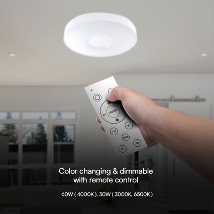 LED Dimbar taklampa LED/60W/230V 3000-6500K 49,5 cm vit + fjärrkontroll