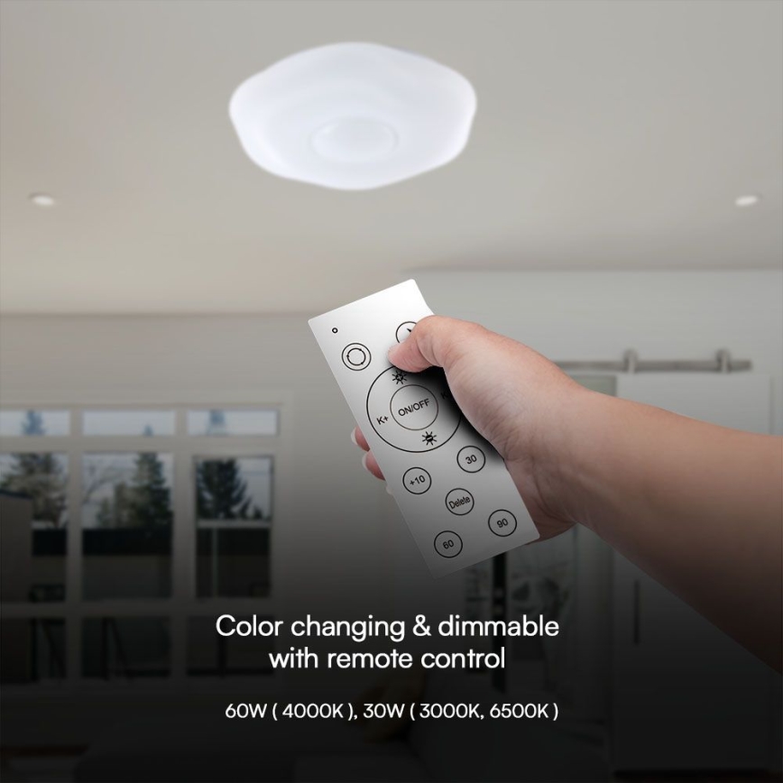 LED Dimbar taklampa LED/60W/230V 3000-6500K 50 cm vit + fjärrkontroll