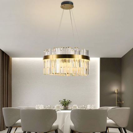 LED Dimbart kristallkrona på kabel LED/70W/230V 3000-6500K guld + fjärrkontroll