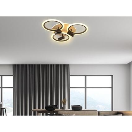 LED Dimbar taklampa LED/70W/230V 3000-6500K svart/brun + fjärrkontroll