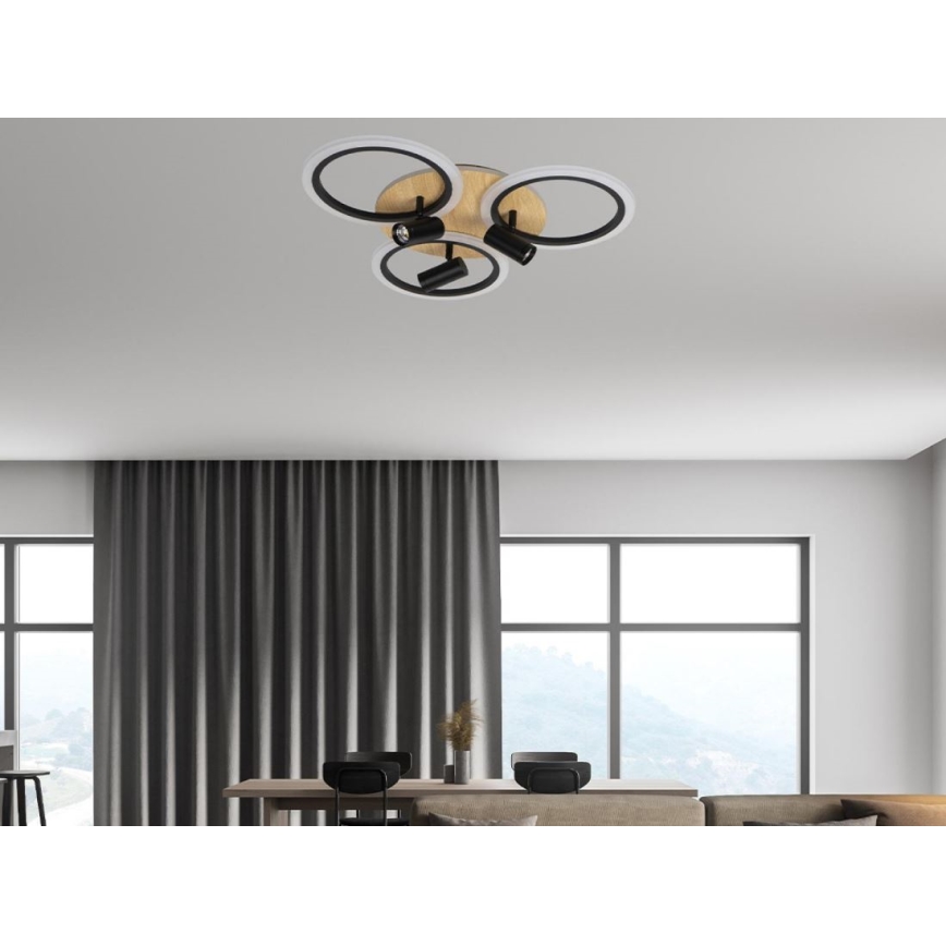 LED Dimbar taklampa LED/70W/230V 3000-6500K svart/brun + fjärrkontroll