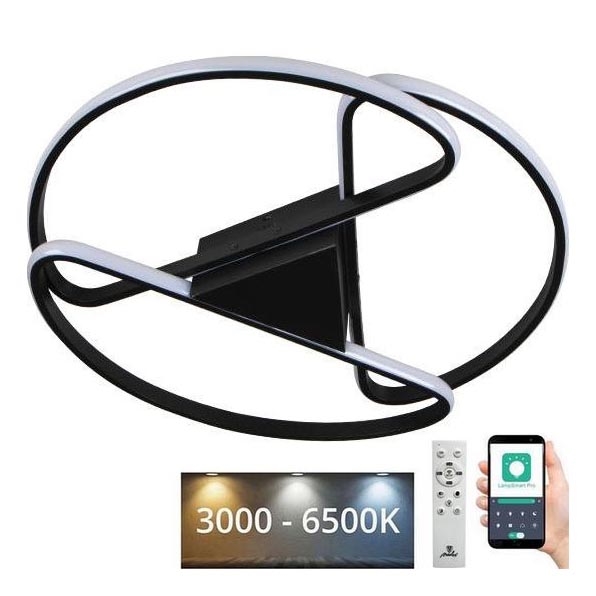 LED Dimbar taklampa LED/75W/230V 3000-6500K svart + fjärrkontroll