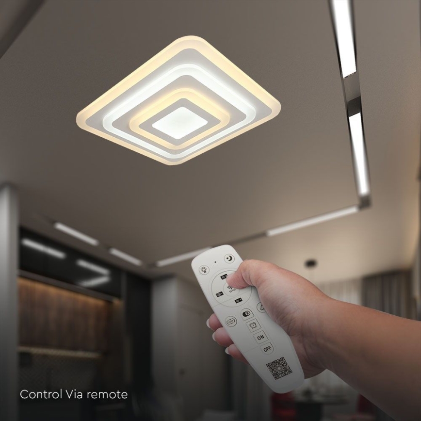 LED Dimbar taklampa LED/77W/230V 3000-6500K 49,5x49,5 cm + fjärrkontroll