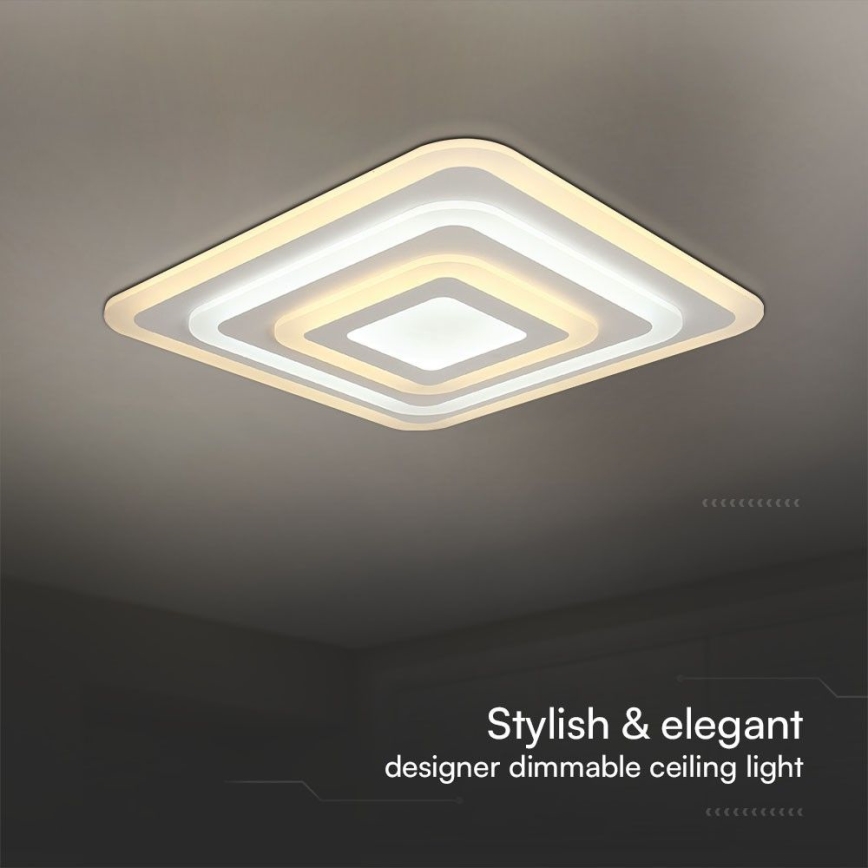 LED Dimbar taklampa LED/77W/230V 3000-6500K 49,5x49,5 cm + fjärrkontroll