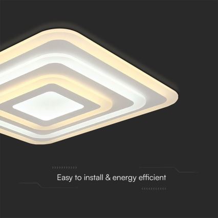 LED Dimbar taklampa LED/77W/230V 3000-6500K 49,5x49,5 cm + fjärrkontroll
